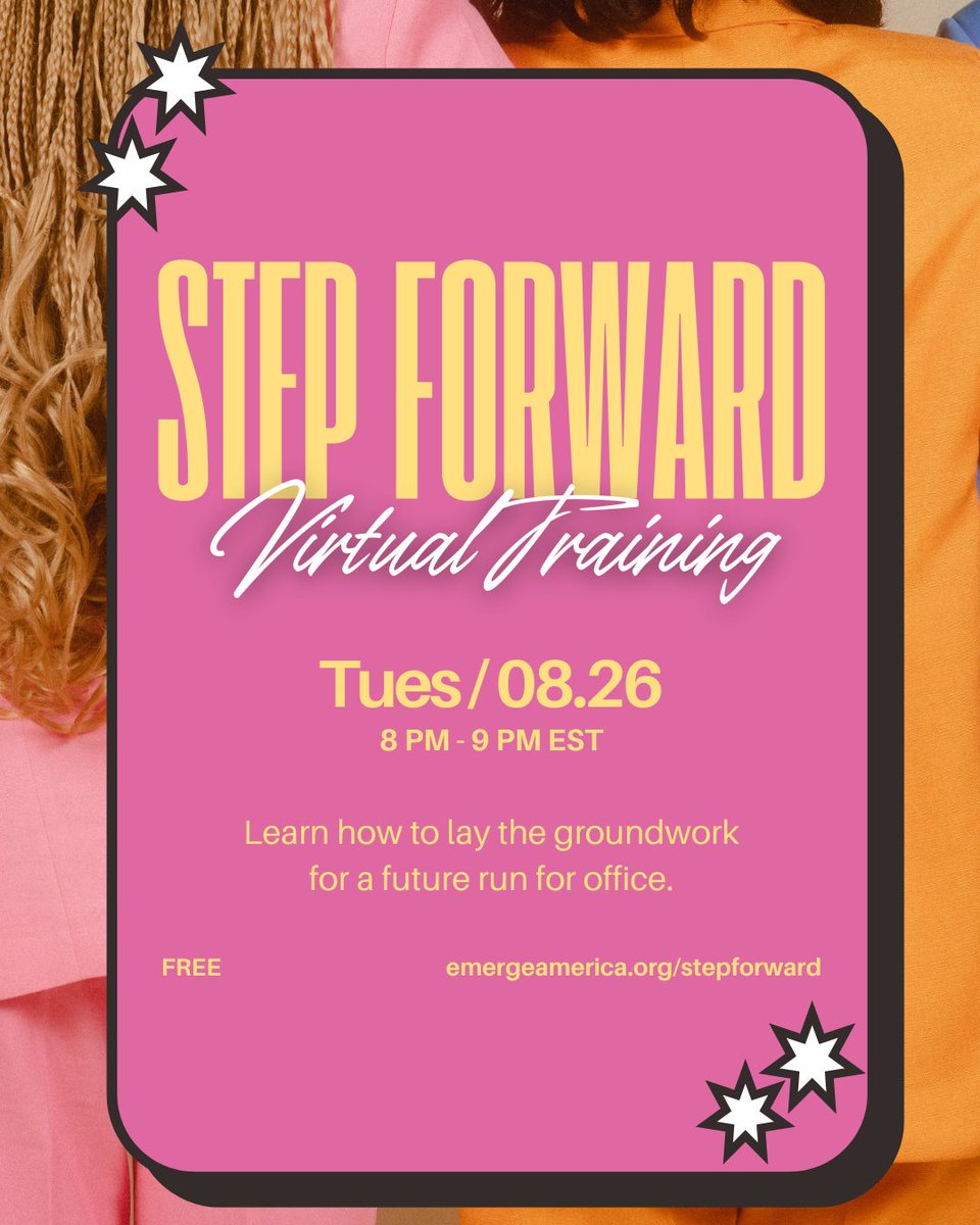 TONIGHT: Join <a href="/PersistNetwork/">PERSIST.</a> + <a href="/FeministsForAll/">FEMINIST 🌐</a> + <a href="/EmergeAmerica/">Emerge</a> for our Step Forward Training to get the tools you need to launch your political journey. Plus, hear from #EmergeAlum Rutland City, Vermont Alderman, Kiana McClure about her journey to elected office: