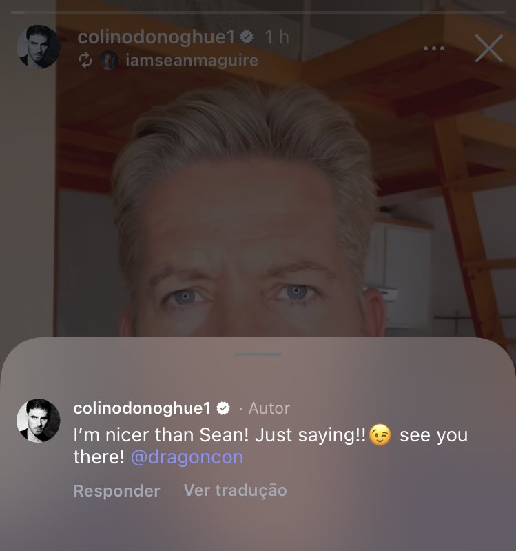 O coach inglês, Sean Maguire, divulgou vídeo em convite para a Dragon Con deste final de semana.

Colin repostou e comentou: “Eu sou mais legal que o Sean! Apenas dizendo!! 😉 vejo vocês lá @dragoncon”