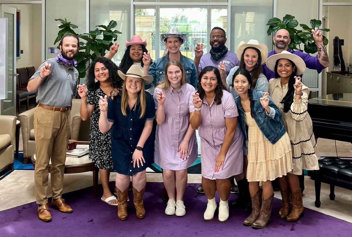 TCUAdmission's tweet photo. Serving Texas drip, Horned Frog edition. Admission counselor squad = locked, loaded & ready to yeehaw their way through travel szn.
Whoβs ready to meet them? Meet YOUR counselor: https://t.co/quLwVggCNk
#TCU #TCUClassOf2030 #FutureFrog #HornedFrogs #GoFrogs https://t.co/GOzCVqdPlx