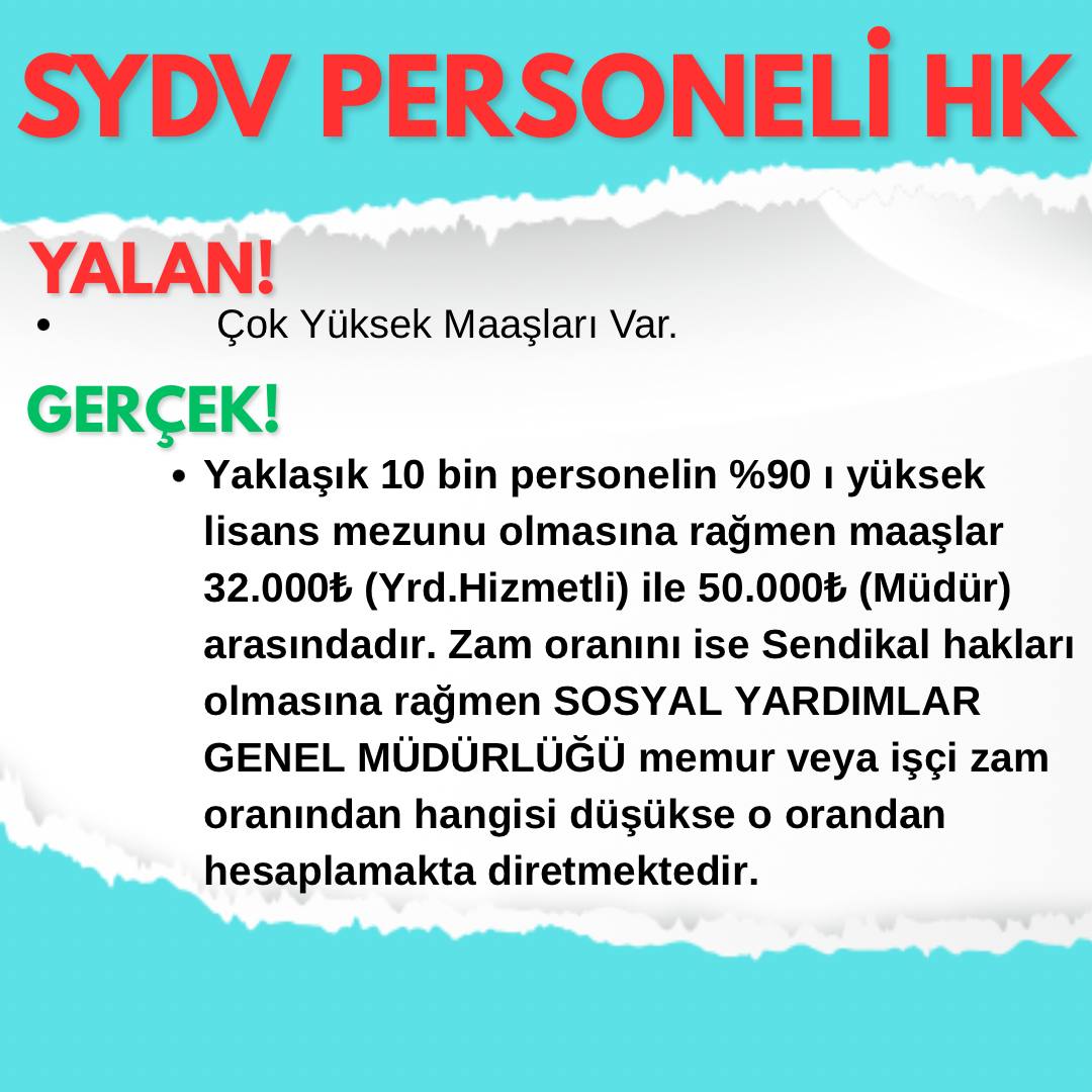 SYDV çalışanları, yıllardır sessizce omuzladıkları yükün artık karşılığını talep ederek greve gidiyor. Bu grev yalnızca ekmek mücadelesi değil; adalet, eşitlik ve emeğin onuru için verilen tarihi bir duruştur.<a href="/alemdareyup/">Eyüp Alemdar</a>
 <a href="/MahinurOzdemir/">Mahinur Özdemir Göktaş</a> #SYDVGreveGidiyor  <a href="/tcailesosyal/">T.C. Aile ve Sosyal Hizmetler Bakanlığı</a>