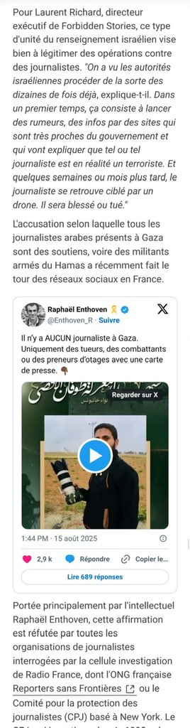 Aymeric Caron (@caronaymericoff) on Twitter photo Une enquête de <a href="/radiofrance/">Radio France</a> cite <a href="/Enthoven_R/">Raphaël Enthoven 🎗️</a> comme un relais de la propagande israélienne, sciemment organisée, visant à justifier l’assassinat des journalistes palestiniens de Gaza.
Denis <a href="/Olivennes/">Denis Olivennes</a> , Enthoven est votre collaborateur.
Vous avez porté ensemble le projet de chaîne Une enquête de <a href="/radiofrance/">Radio France</a> cite <a href="/Enthoven_R/">Raphaël Enthoven 🎗️</a> comme un relais de la propagande israélienne, sciemment organisée, visant à justifier l’assassinat des journalistes palestiniens de Gaza.
Denis <a href="/Olivennes/">Denis Olivennes</a> , Enthoven est votre collaborateur.
Vous avez porté ensemble le projet de chaîne