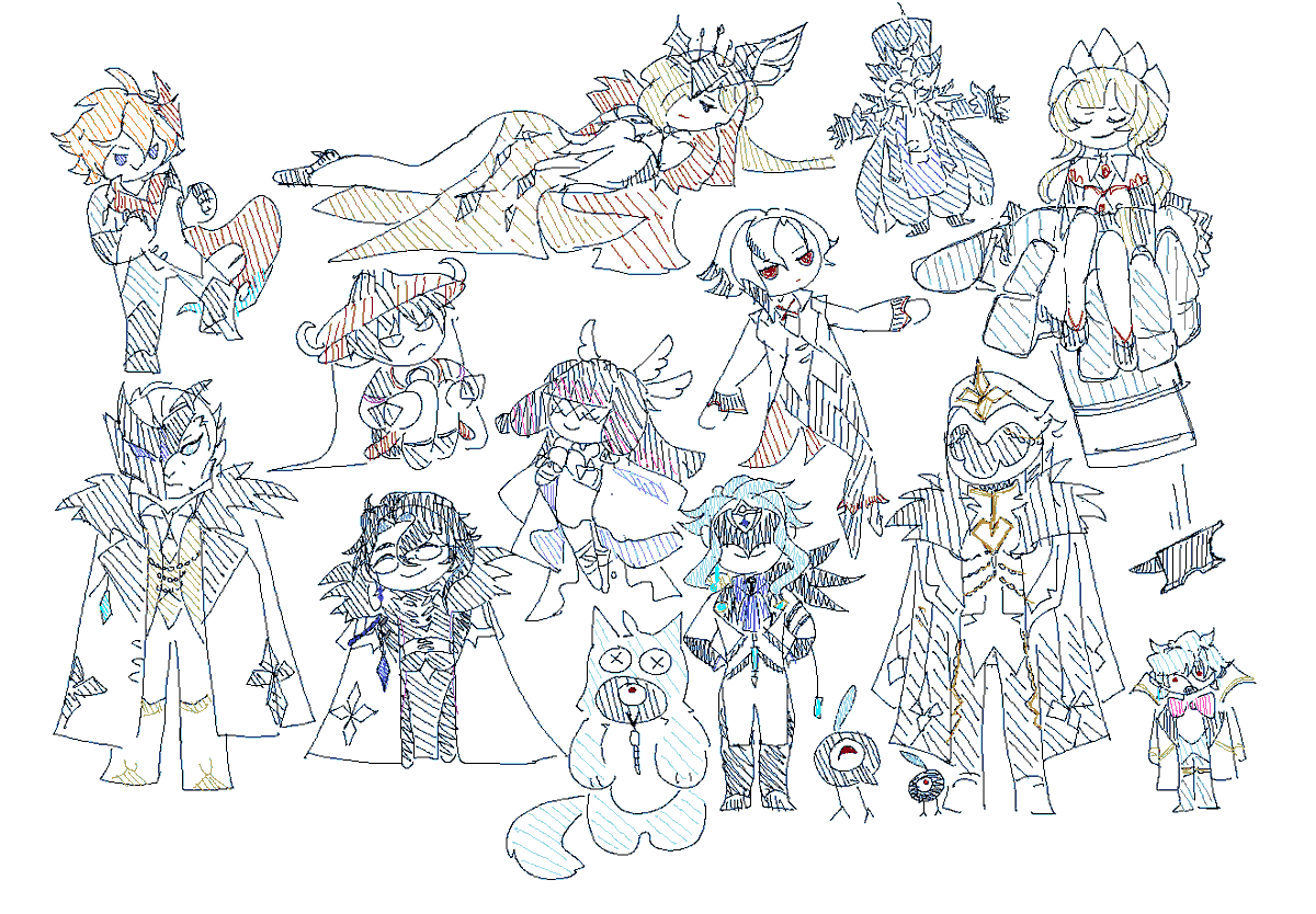 Souleixx's tweet image. Family Portrait I couldn't resist not drawing #Fatui #Harbinger