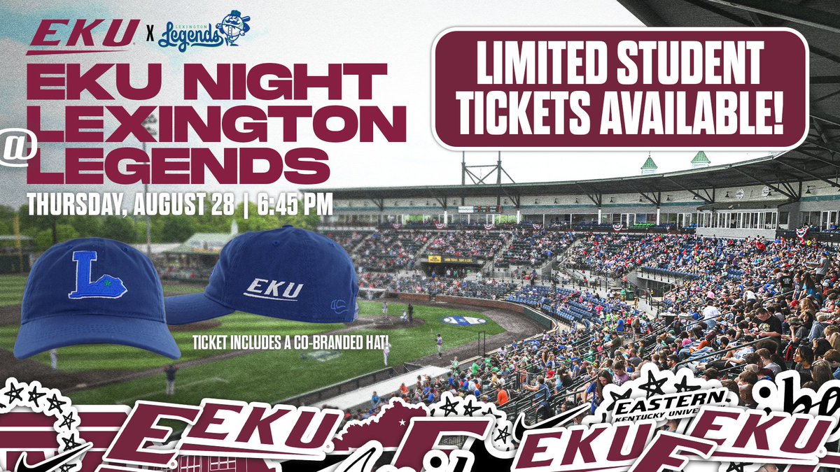 Limited Student Tickets Available for EKU Night at Lexington Legends.

RSVP via the link below by Thursday at 8am
👉 bit.ly/4n5wLtK