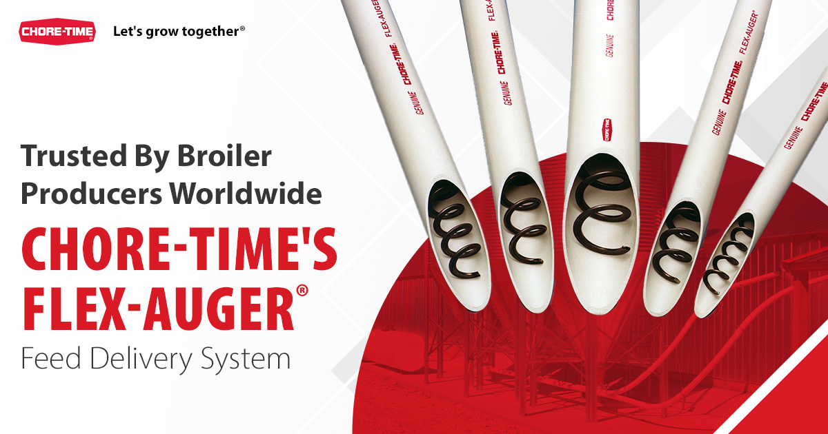 Chore-Time’s FLEX-AUGER®️ Coreless Auger Feed Delivery System is trusted by broiler producers worldwide—and for good reason. It’s tough, adaptable and keeps your feed moving smoothly in any direction, even around corners.

👉 Learn more today! choretime.com/product/flex-a…