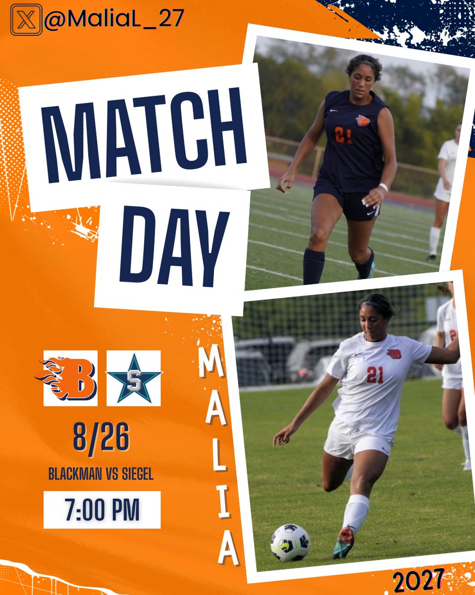 MaliaL_27's tweet photo. 🔥Blackman Game Day
🆚 Siegel 
📍 Blackman High School
⌚️ 7pm

@theofficial_hub @PrepSoccer @dnj_sports https://t.co/AxRk4YEhyo