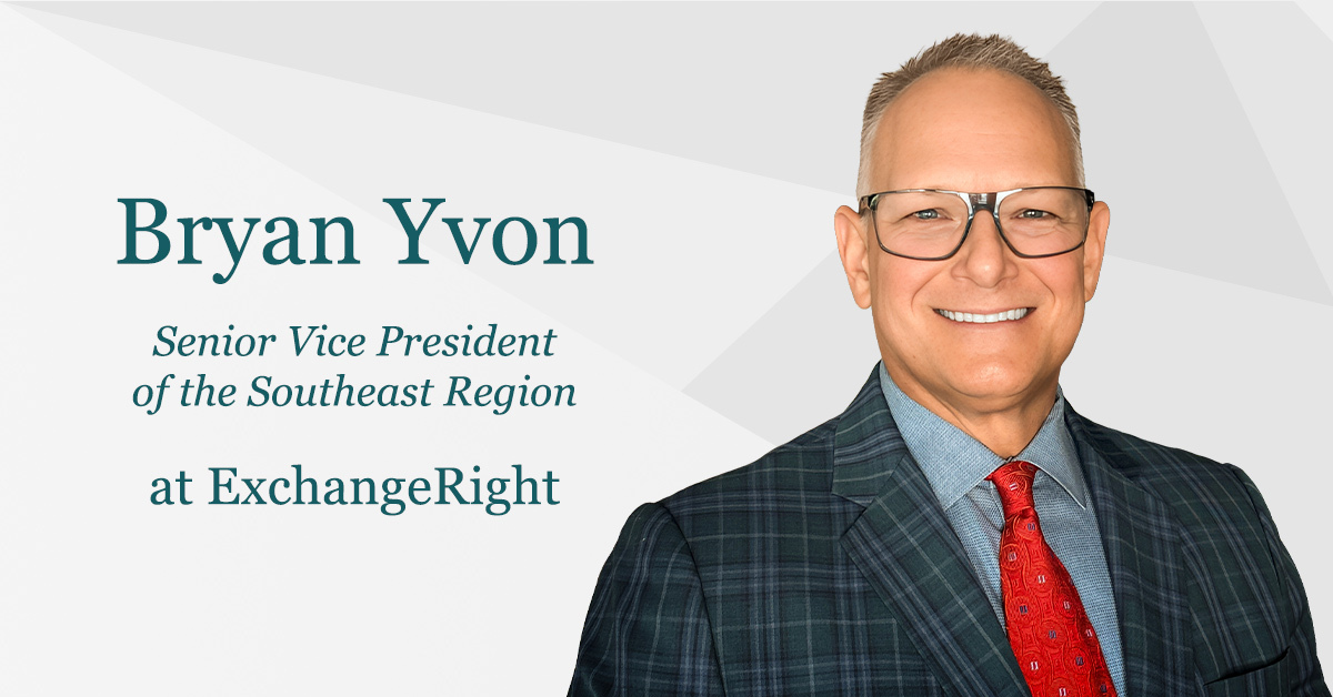 We’re excited to welcome Bryan Yvon to ExchangeRight as Senior Vice President of our Southeast region. 

He’ll serve advisors and representatives throughout Florida, Georgia, Tennessee, Alabama, Mississippi, and Puerto Rico.

Read more: bit.ly/ERNews-Yvon

#REIT #DST