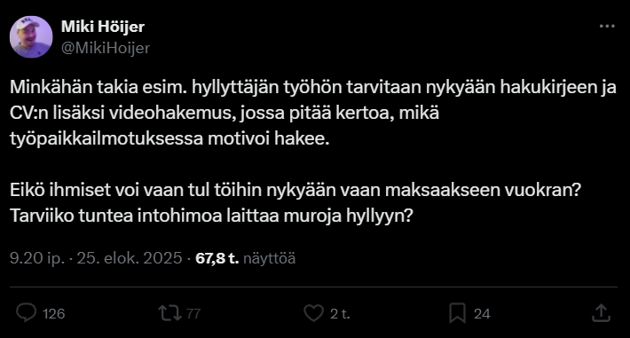 Vaikuttaa hienoiselta ylilyönniltä 🥹