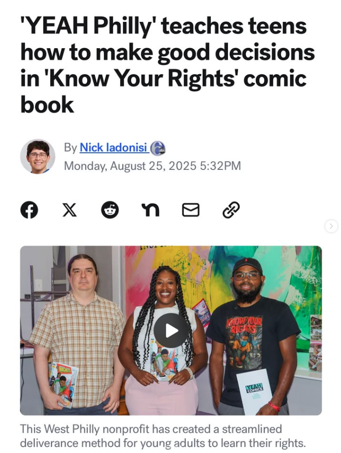 Spring Point Partners LLC (@thespringpoint) on Twitter photo Hive partner <a href="/YEAHPhilly/">Youth Empowerment for Advancement Hangout</a>'s new comic book for teens breaks down real-life situations young people face when dealing with police, using relatable stories and bold visuals to teach them their rights and protect their future. Learn more in this news segment: 6abc.com/post/yeah-phil… Hive partner <a href="/YEAHPhilly/">Youth Empowerment for Advancement Hangout</a>'s new comic book for teens breaks down real-life situations young people face when dealing with police, using relatable stories and bold visuals to teach them their rights and protect their future. Learn more in this news segment: 6abc.com/post/yeah-phil…