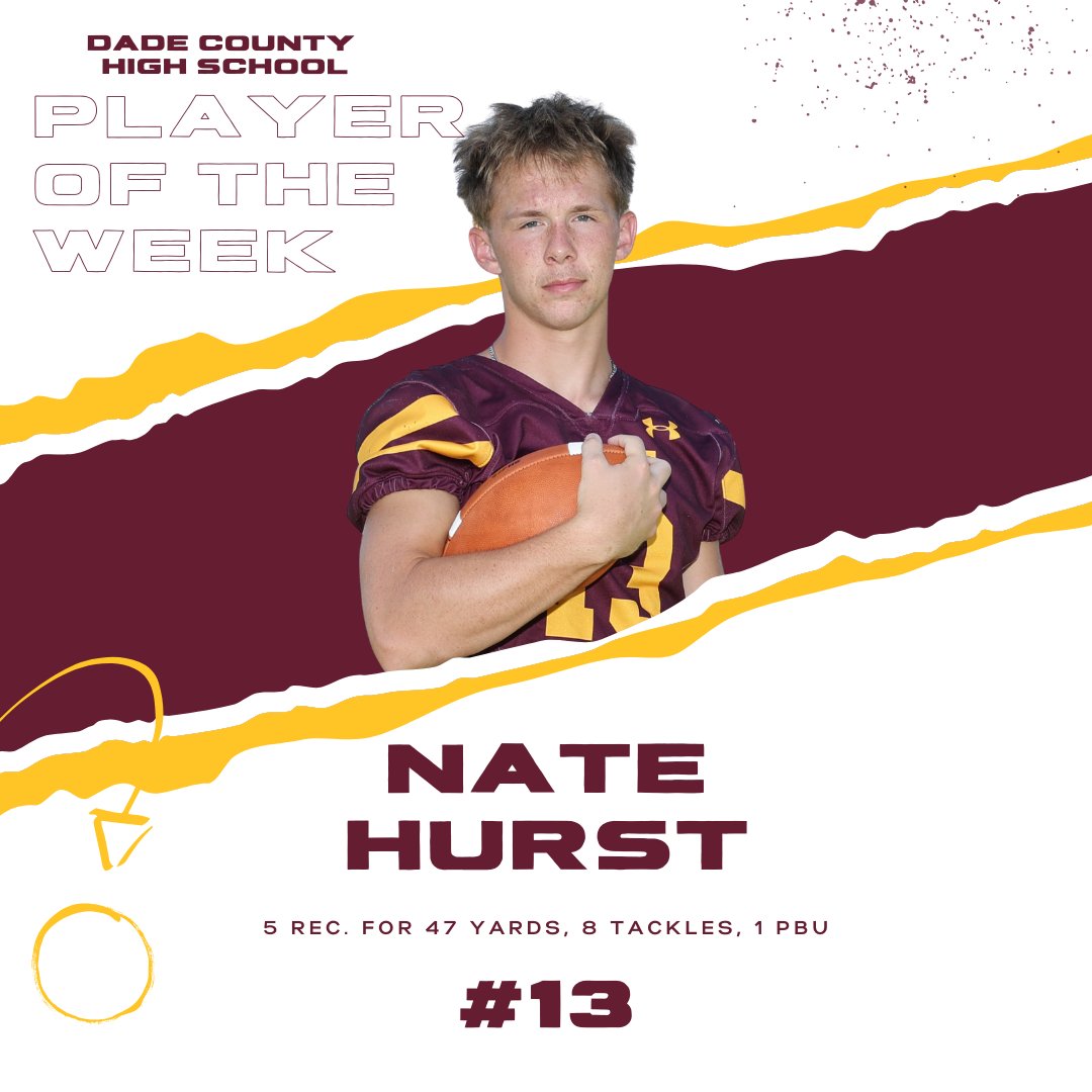 DCHS Football Player of the Week for 8/22/25...NATE HURST! 
<a href="/Poston_Coach/">Jeff Poston</a>