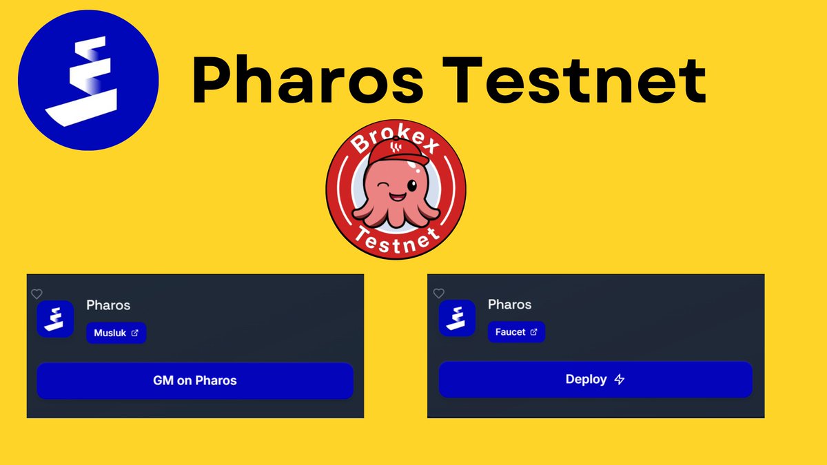 All Testnet <a href="/pharos_network/">Pharos | Testnet Live</a> 🪂

✅Faucet:
 🔗testnet.pharosnetwork.xyz

✅Contrat Deploy
🔗onchaingm.com/deploy

✅ Nft Mint:
🔗badge-yfefr5.testnet.nfts2.me

✅ Gm
🔗 onchaingm.com

✅ 8 NFT  Mint
🔗 app.grandline.world/launchpad