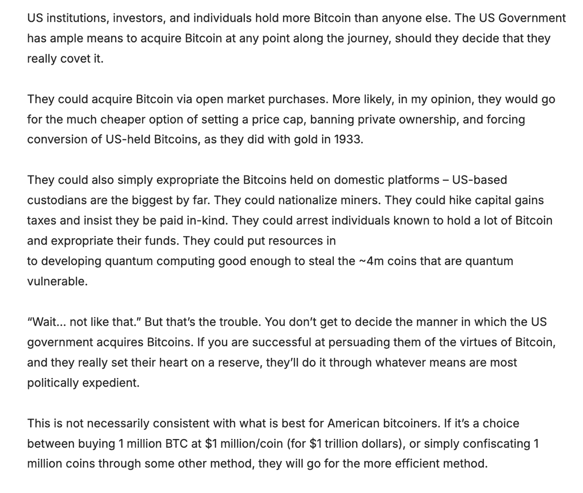 nic_carter's tweet image. this is covered in the "careful what you wish for" section. 

bitcoinmagazine.com/politics/i-don…
