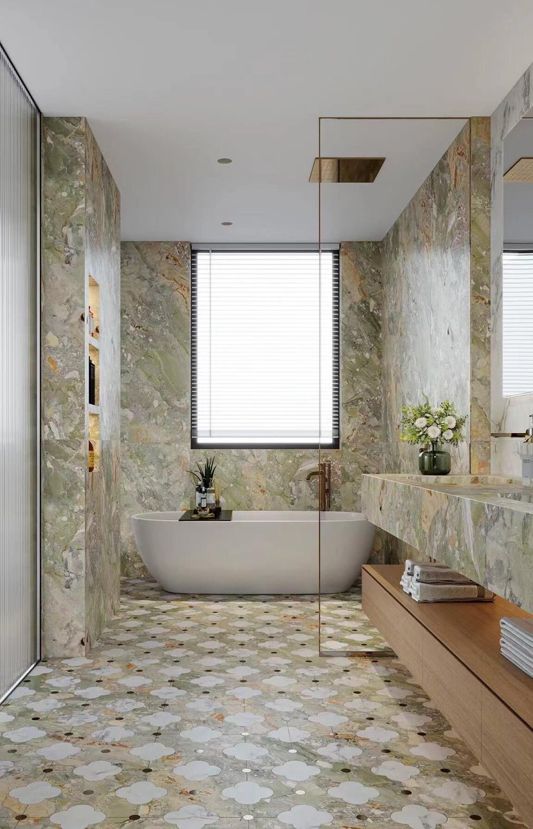 RichardXiong888's tweet image. Ceppo Monet Garden Marble in Bathroom Decor 🌿✨
Feature: A timeless Italian marble that brings unique texture and elegance to modern bathroom designs.
#CeppoMonetMarble #BathroomDecor #ItalianMarble #LuxuryBathroom #StoneDesign