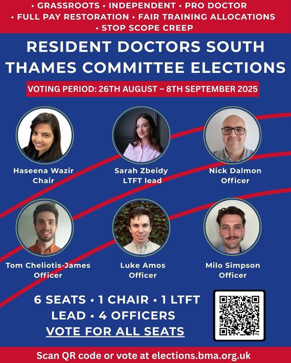 I’m standing for Chair of <a href="/SouthThamesRRDC/">South Thames Resident Doctors</a> as part of a grassroots, independent, pro-doctor team for the regional BMA elections. 

We have already delivered wins for doctors in South Thames; whether that’s tackling rota issues in trusts, pushing back against unfair HR policies,