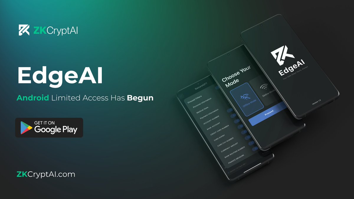 ZKCryptAI's tweet image. EdgeAI Android Limited Access

We will start rolling out the EdgeAI app to the first set of whitelisted users tonight.

This marks the beginning of a phased rollout leading up to the full public release.

More whitelist waves are on the way, stay tuned.
