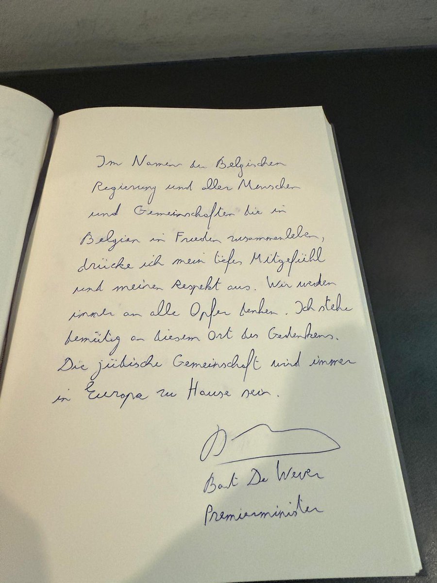 EJA - EIPA (@ejassociation) on Twitter photo During a visit to the Memorial to the Murdered Jews of Europe in Berlin, Belgian Prime Minister <a href="/Bart_DeWever/">Bart De Wever</a> left an important message in the guestbook. Written in German, his note expressed Belgium’s sympathy and respect for the Jewish community and commemorated the millions During a visit to the Memorial to the Murdered Jews of Europe in Berlin, Belgian Prime Minister <a href="/Bart_DeWever/">Bart De Wever</a> left an important message in the guestbook. Written in German, his note expressed Belgium’s sympathy and respect for the Jewish community and commemorated the millions