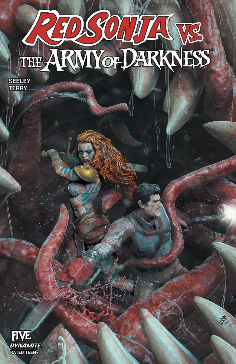 DynamiteComics's tweet photo. In stores this week, Red Sonja vs the Army of Darkness #5 with covers by Bjorn Barends, Tim Seeley, Tom Raney and Nikkol Jelenic

#redsonja #armyofdarkness #timseeley #jimterry #bjornbarends #tomraney #nikkoljelenic

https://t.co/YrBGNEF6CV https://t.co/7o5k5FD8Ng