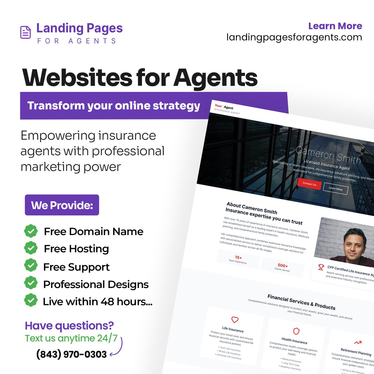 AgentWebPages's tweet image. Unlock the potential of targeted marketing with customized landing pages designed specifically for insurance agents. Stand out, capture leads effectively, and grow your business like never before. Discover your next step in professional client acquisition.