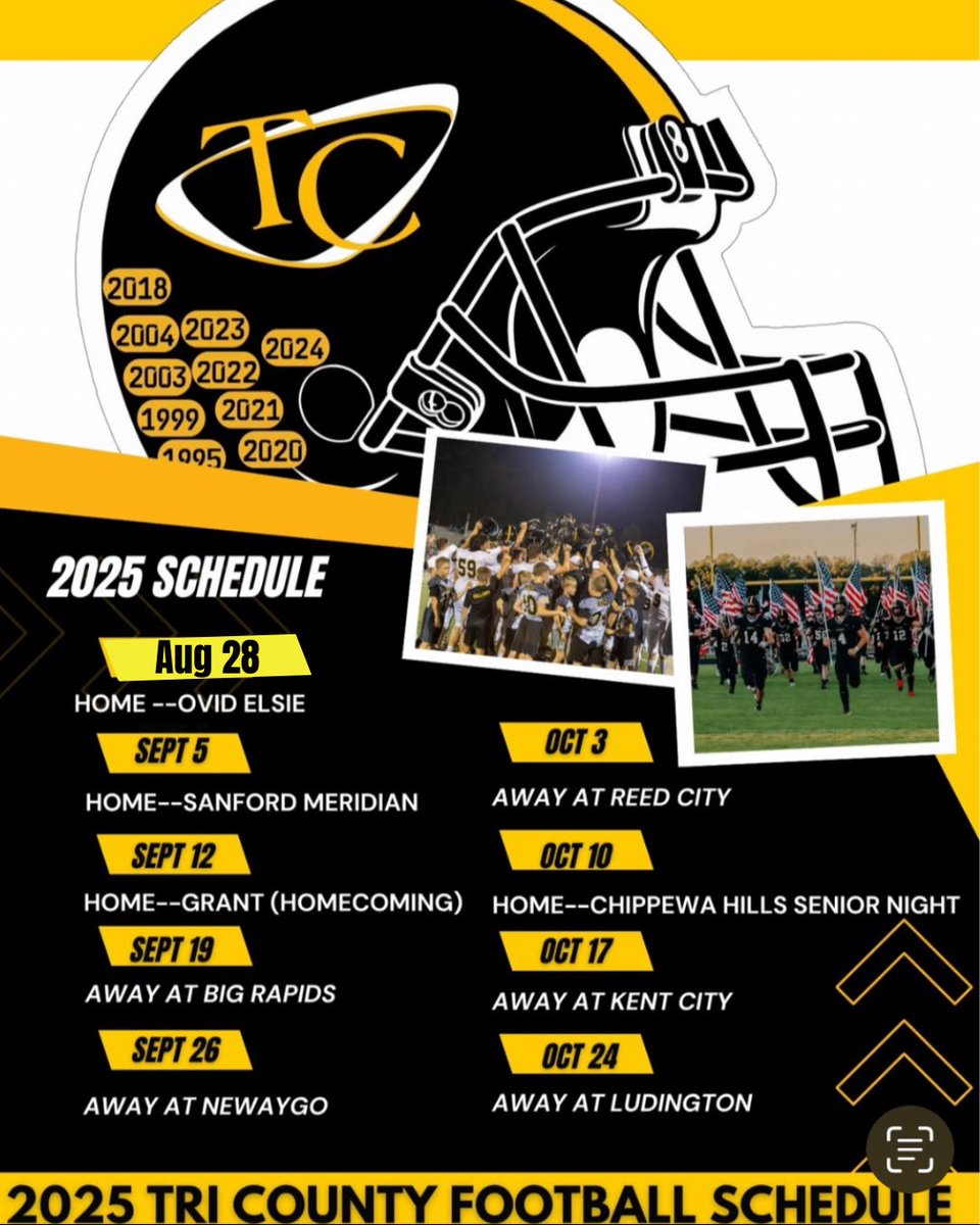 As the season is close, I’d like to post my football schedule for any interested! 🙌🏾 #Countdown <a href="/TCHSATHLETICS/">TRICOUNTYFOOTBALL</a>