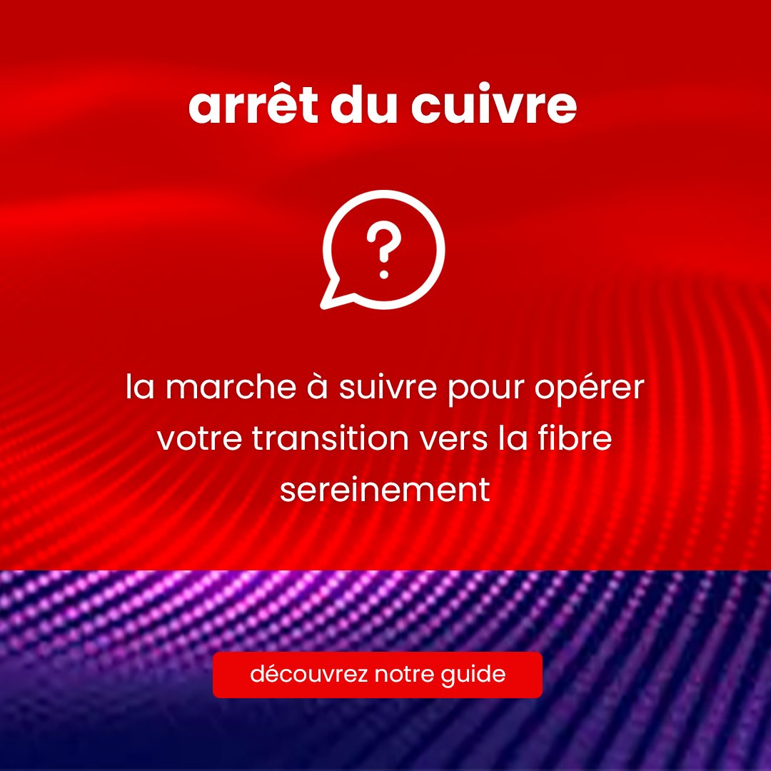 📢 Arrêt du #RéseauCuivre : que faire dès maintenant ?

Dans notre article, on vous dit :
- Pourquoi l’#ADSL doit être arrêté
- Comment savoir si votre entreprise est concernée
- Vers quelles solutions se tourner

Nos conseils pour anticiper : sfrbusiness.fr/room/securite/…