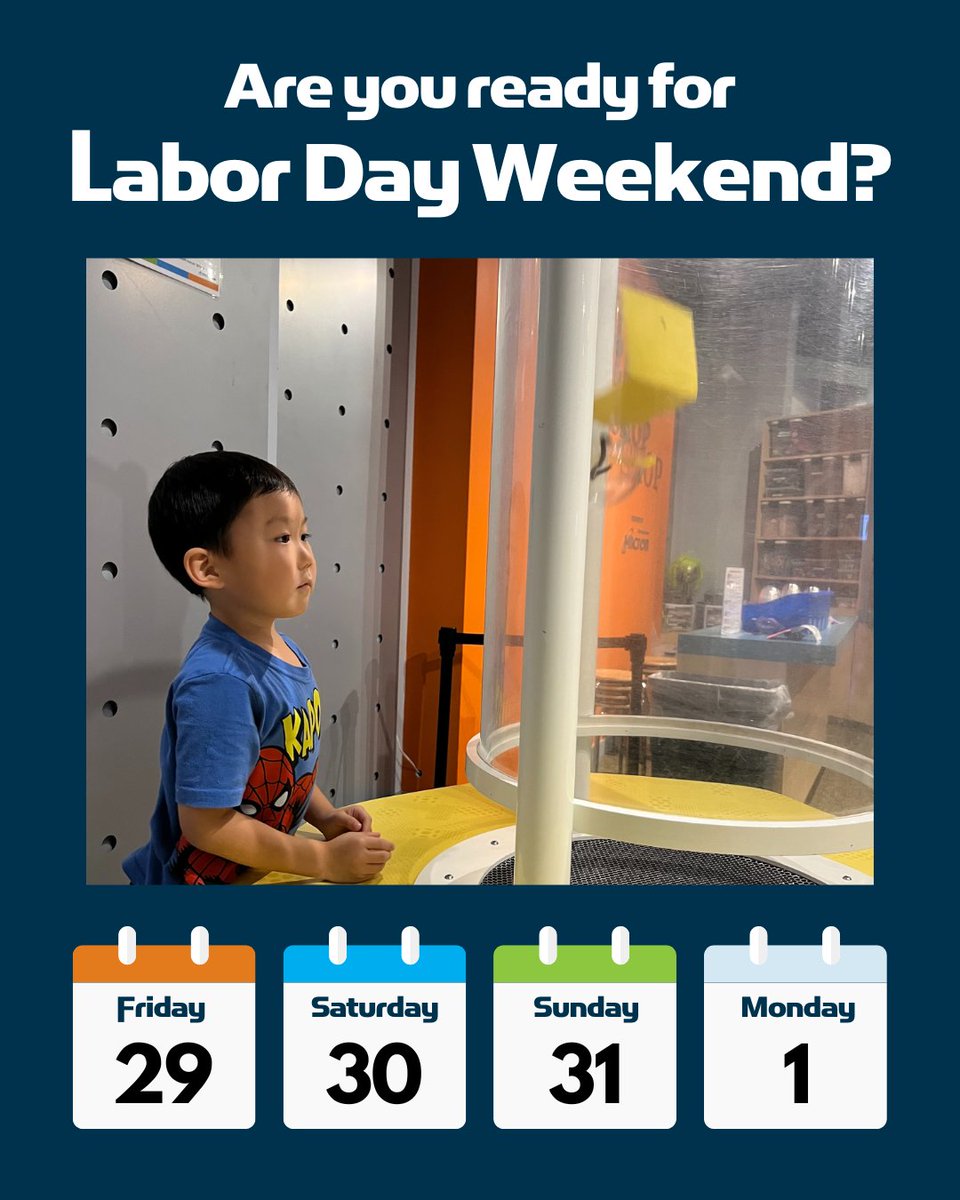 Labor Day weekend means EXTRA timed entries at the Lab, The Lab will be open Friday through Monday for extra STEM fun! 

🌟 childsci.org/tickets