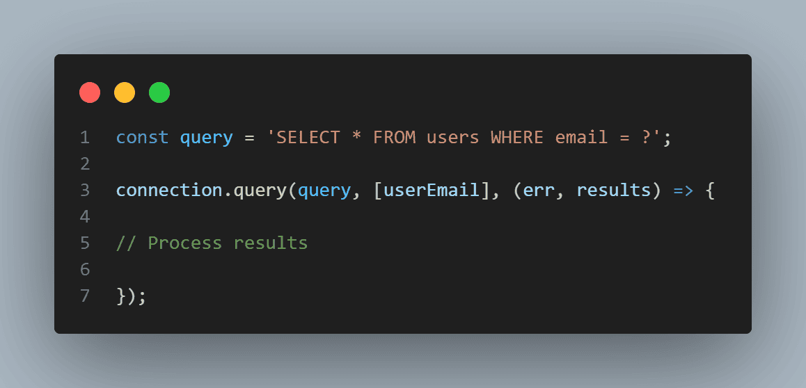 Using prepared statements is one of the best ways to secure your Node.js app.

It works great for both SQL and NoSQL databases and helps prevent injection attacks.