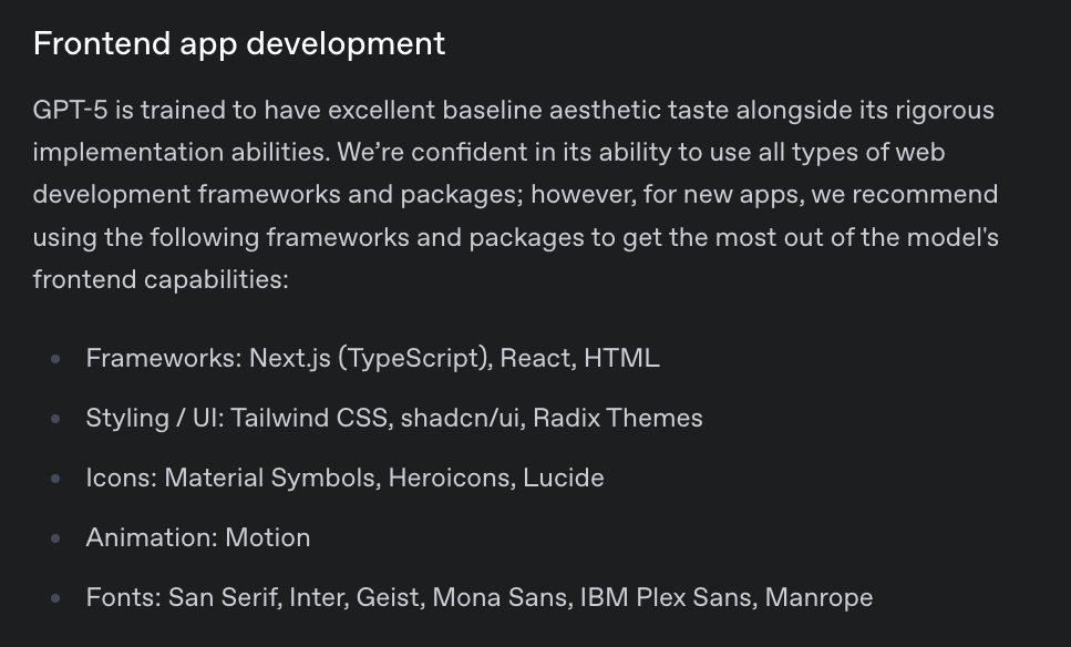 OpenAI literalmente recomienda este stack para front end development basado en los resultados que se pueden obtener.