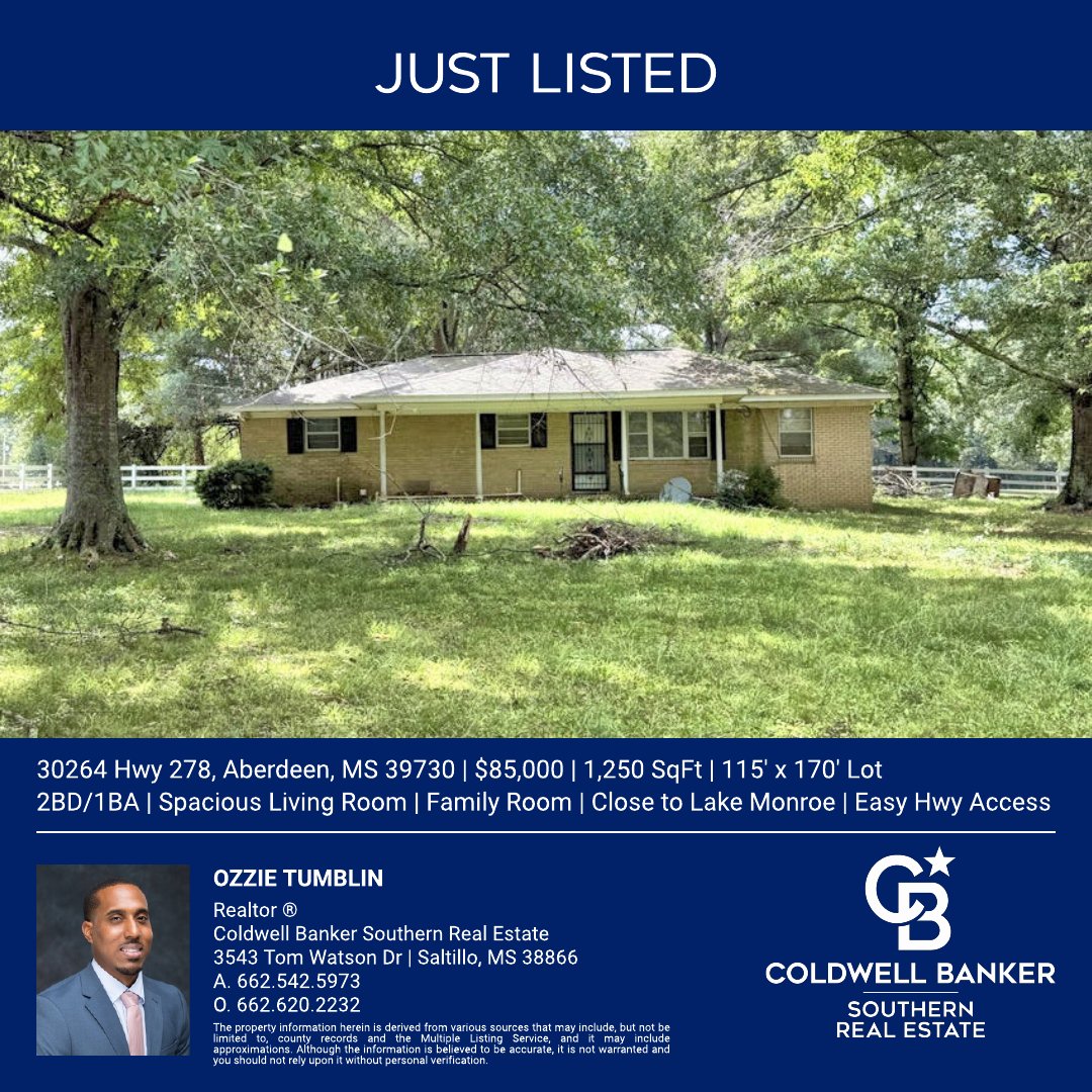CBSouthern1's tweet image. #Aberdeen - Great 2BD/1BA #investment opportunity with a #spacious living room and family room.  Located near Lake Monroe with easy highway access. Call Ozzie @cbsouthern1. Broker: Gena Nolan cbtupelo.com/listing/MS/Abe…