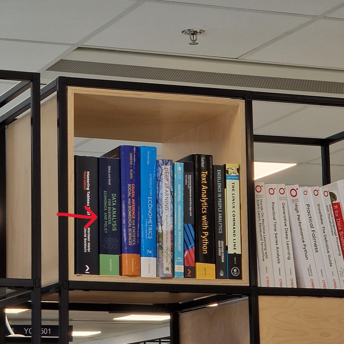 My former student went to do some data stuff at Morgan Stanley. 
He shared the bookshelf in his office. Made my day.
<a href="/Gabors_Data/">Gabors Data Analysis</a>