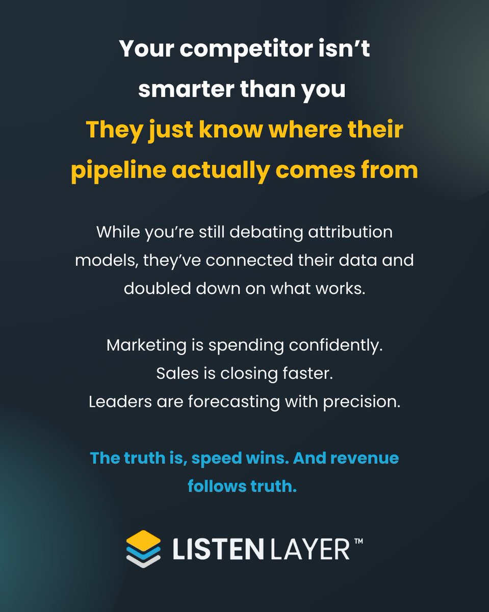 listenlayer's tweet image. Your competitor doesn’t have better marketers. They have better data. #RevenueTruth #ListenLayer