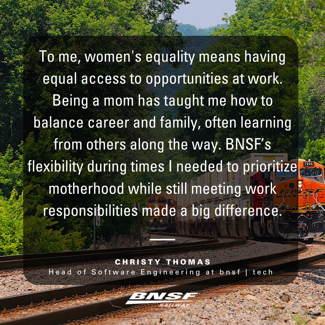 In honor of Women’s Equality Day, we’re highlighting Christy Thomas, Head of Software Engineering at bnsf | tech, whose 25-year career at BNSF is a testament to being given opportunity, support, and access to thrive and grow.
Starting as a developer and rising through the ranks,