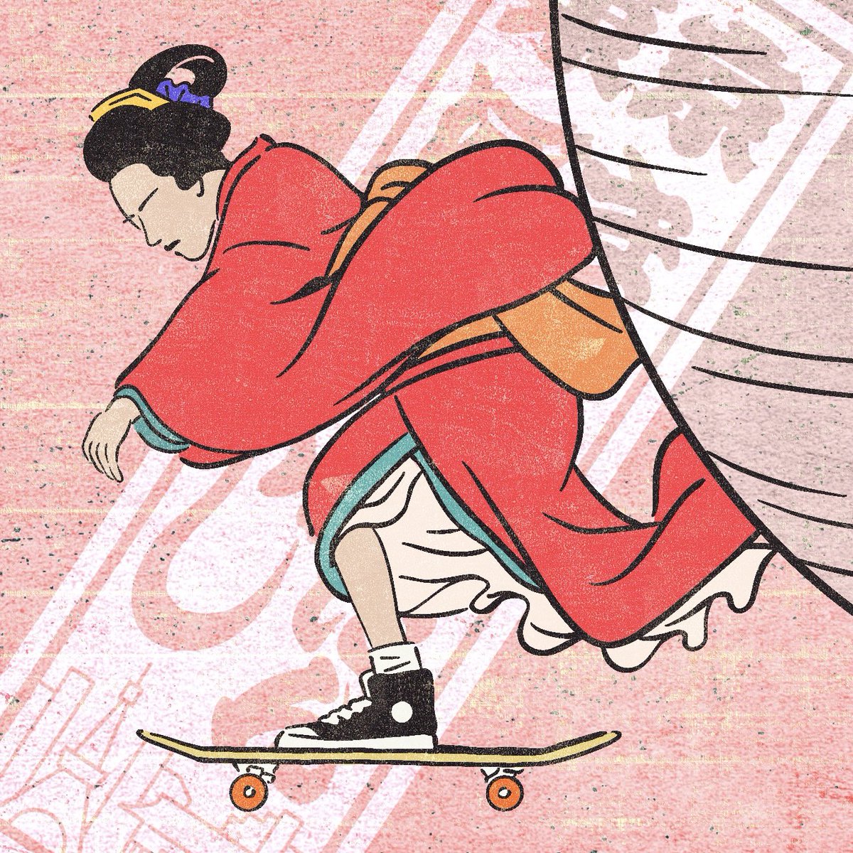 浮世絵　イラスト　フレーム付き 日本画風イラスト・和風イラスト・浮世絵風イラスト作成いたし