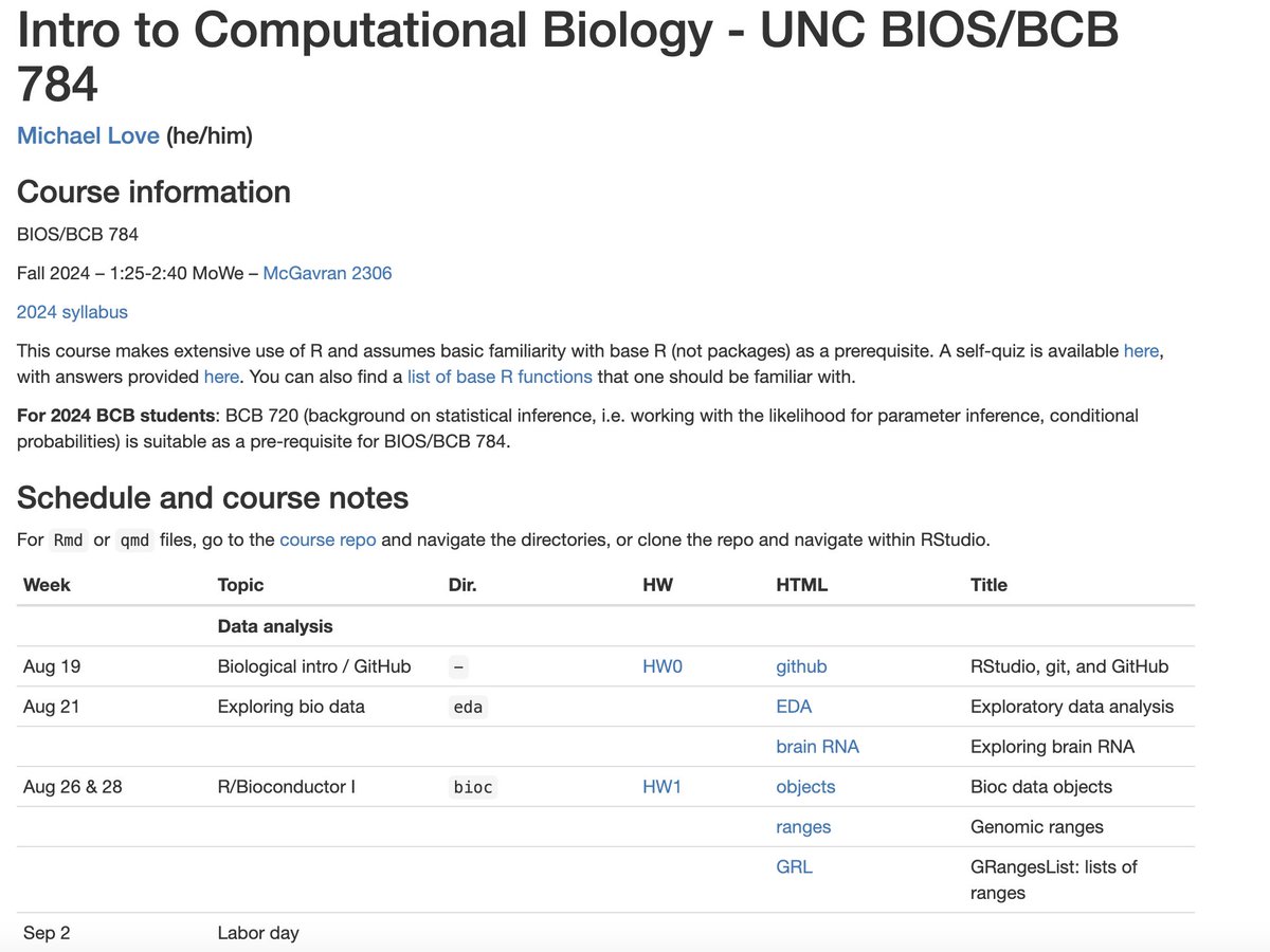 Free course: Intro to Computational Biology by Mike Love, author of DESeq2.
biodatascience.github.io/compbio/