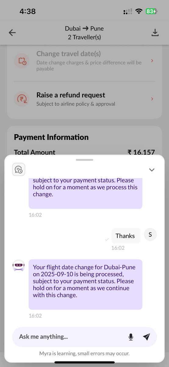 ShravanSurase's tweet photo. @makemytrip @makemytripcare NN9114958802668, I want to change travel dates but option is not visible in app , tried to take help of your system but did not received any confirmation https://t.co/0OoqoM7d9V