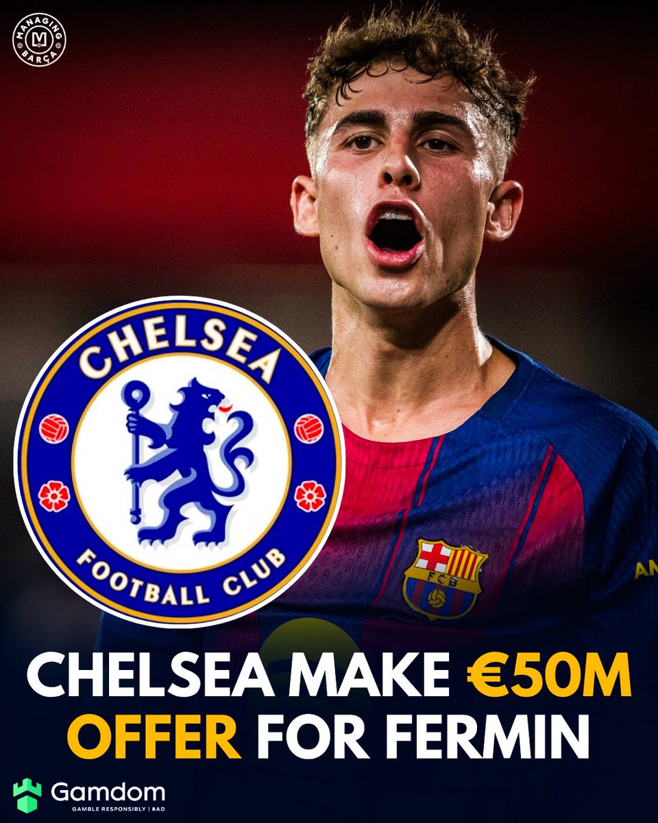 ManagingBarca's tweet image. 🚨🚨🌕| BREAKING: Chelsea have made a €50M offer to FC Barcelona to sign Fermin López!

Barça are currently studying the offer, and it could solve the financial problems. Chelsea are speaking with the player’s entourage.

[@sport]