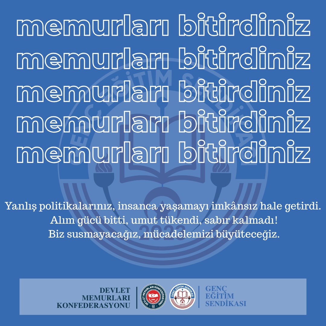 Genç Eğitim Sendikası (@gencegitimsen) on Twitter photo ❗Hakem Kurulu’ndan çekilmek çözüm değil, sorumluluktan kaçıştır.
❗️Emekçinin hakkı masada savunulur, yarı yolda bırakılmaz!
<a href="/mfaarslan/">Mehmet Fatih ARSLAN</a>
<a href="/osmkya06/">Osman KAYA</a>
<a href="/DMKonfederasyon/">Devlet Memurları Konfederasyonu</a>
#MemuruBitirdiniz ❗Hakem Kurulu’ndan çekilmek çözüm değil, sorumluluktan kaçıştır.
❗️Emekçinin hakkı masada savunulur, yarı yolda bırakılmaz!
<a href="/mfaarslan/">Mehmet Fatih ARSLAN</a>
<a href="/osmkya06/">Osman KAYA</a>
<a href="/DMKonfederasyon/">Devlet Memurları Konfederasyonu</a>
#MemuruBitirdiniz