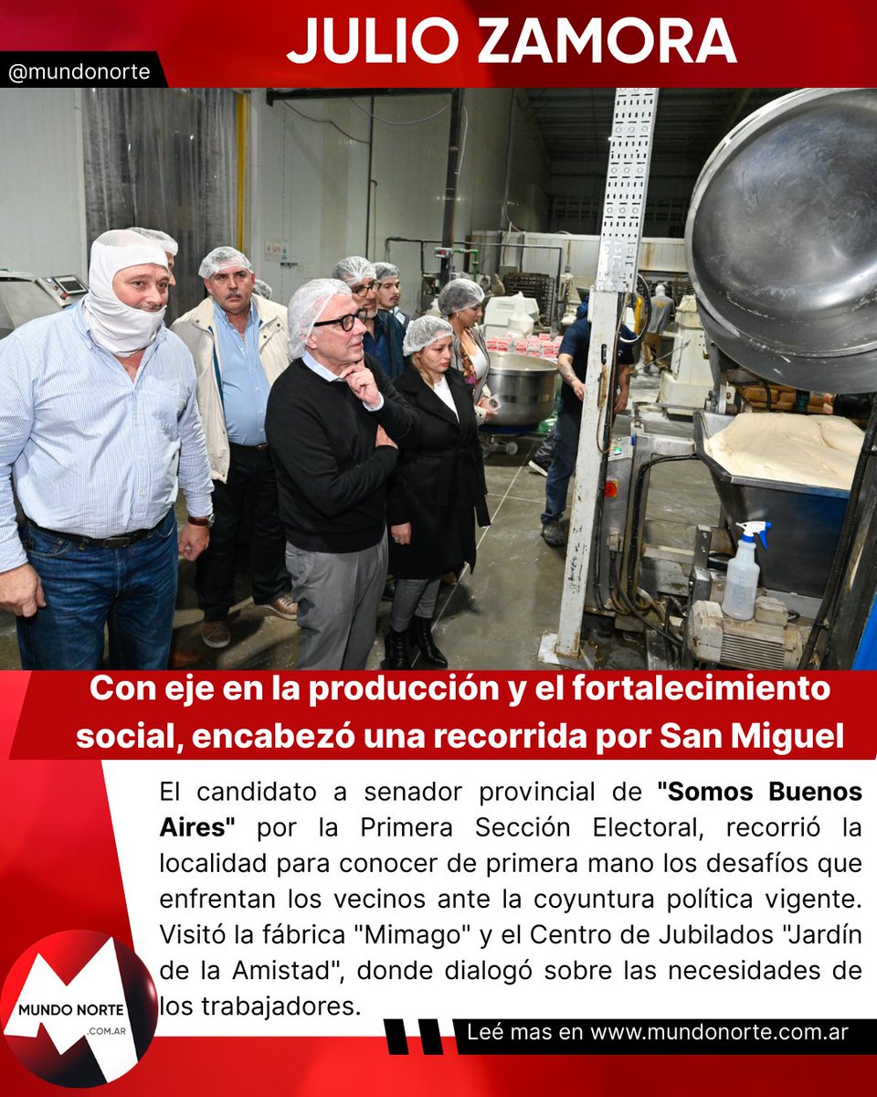 Con eje en la producción y el fortalecimiento social, Julio Zamora encabezó una recorrida por San Miguel
mundonorte.com.ar/2025/08/con-ej…

#SomosBuenosAires #JulioZamora #SanMiguel #Elecciones2025 #mundonorte
