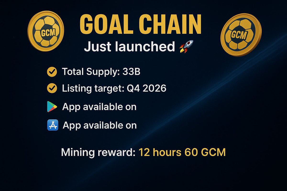 🚀 GOAL CHAIN is live!
⛏️ Start mining &amp; earn rewards now
Google Play 👉 play.google.com/store/apps/det…
App Store 👉 apps.apple.com/tr/app/goal-ch…
Android (manual) 👉 goalmanager.io

🔁 Retweet &amp; invite your friends to earn more $GCM!
#GoalChain #Crypto #Blockchain #Mining #GCM