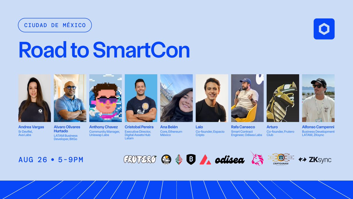 ¡Es hoy! Los esperamos en Road to SmartCon de Chainlink en Ciudad de México a las 5:00 PM!🌟

Si viniste para #StablecoinConf2025 de <a href="/Bitso/">Bitso</a>, no te puedes perder esta experiencia Web3 con speakers de primera, los mejores en web3 de México. 

Regalos, POAPs y más... ¡Únete! ¡Quedan
