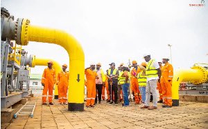 blackgoldbullet's tweet image. 1/4 Big news for Ghana's energy sector! The Ghana National Gas Company board, led by Chairman Kofi Totobi Quakyi, inspected ongoing maintenance works at the Atuabo Gas Processing Plant in the Western Region. ⛽️ #GhanaGas #AtuaboPlant