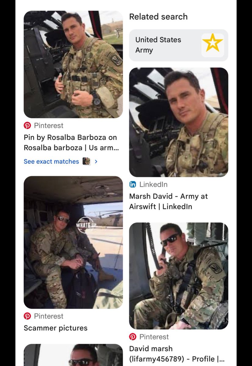 FAKE MILITARY Stolen Valor 
<a href="/MarchJonat85472/">Jonathan March</a> 

Romance Scammer 
Reported as Spam 
Using stolen photos