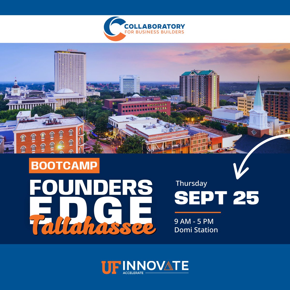 RSVP for these events!

9/11: Founders Edge in Orlando
🌴: calendar.ufl.edu/innovate/event…

9/17: Trademark sessions with Emanuel J. Caraballo-Santiago
⭐Hub: calendar.ufl.edu/innovate/event…
⭐Sid: calendar.ufl.edu/innovate/event…

9/25: Founders Edge in Tallahassee
🚀: calendar.ufl.edu/innovate/event…