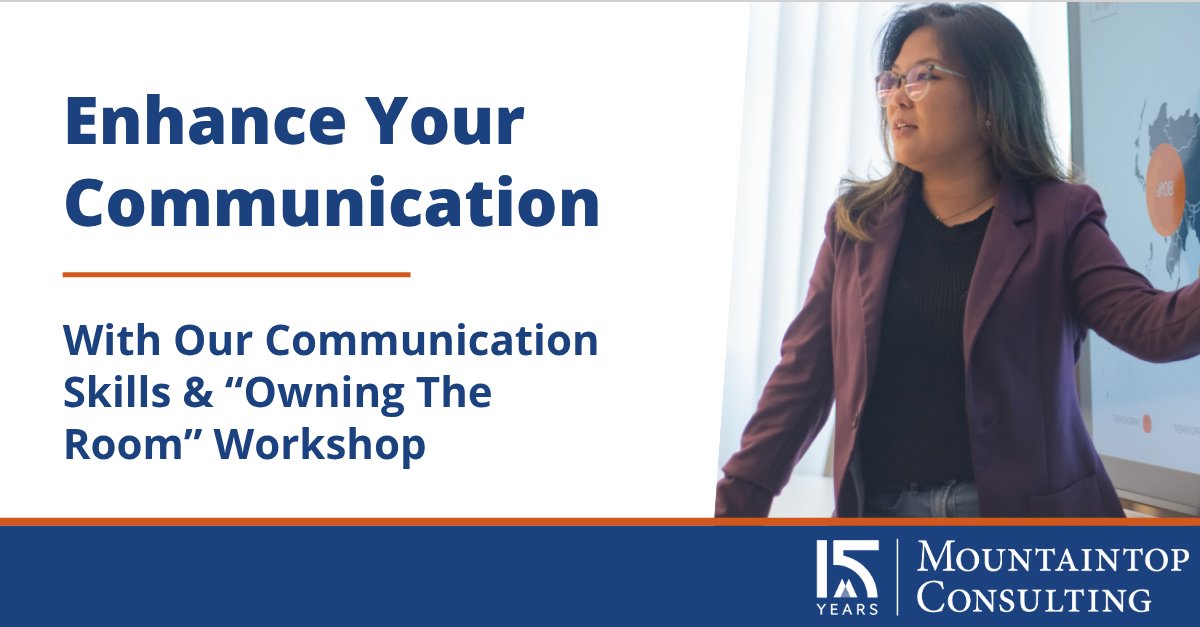 If enhancing communication skills is on your team's to-do list, we can help. Our Communication Skills &amp; "Owning The Room" Workshop provides practical strategies for professionals to communicate effectively and project confidence. 

Learn more: hubs.la/Q03BQN-P0