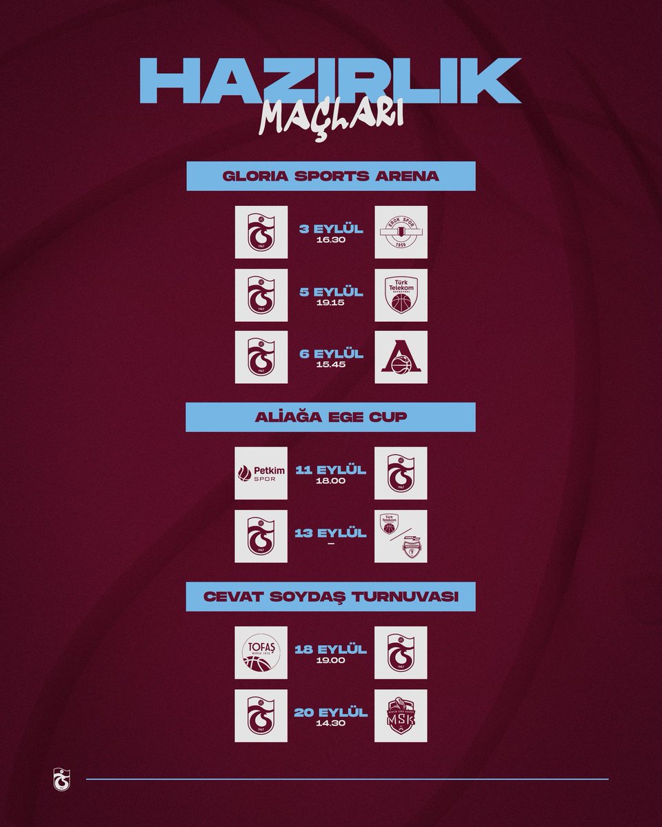 📅 Takımımızın 2025-2026 Türkiye Sigorta Basketbol Süper Ligi öncesi hazırlık maçları programı