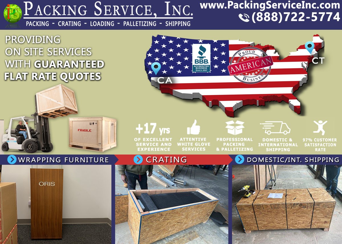 PackingService's tweet image. Even if your move is some months away, the earlier you plan your moving day the better.
Our team of #packing specialists are here to help you move stress free. Check us out at packingserviceinc.com  or send us an email at Info@PackingServiceInc.com