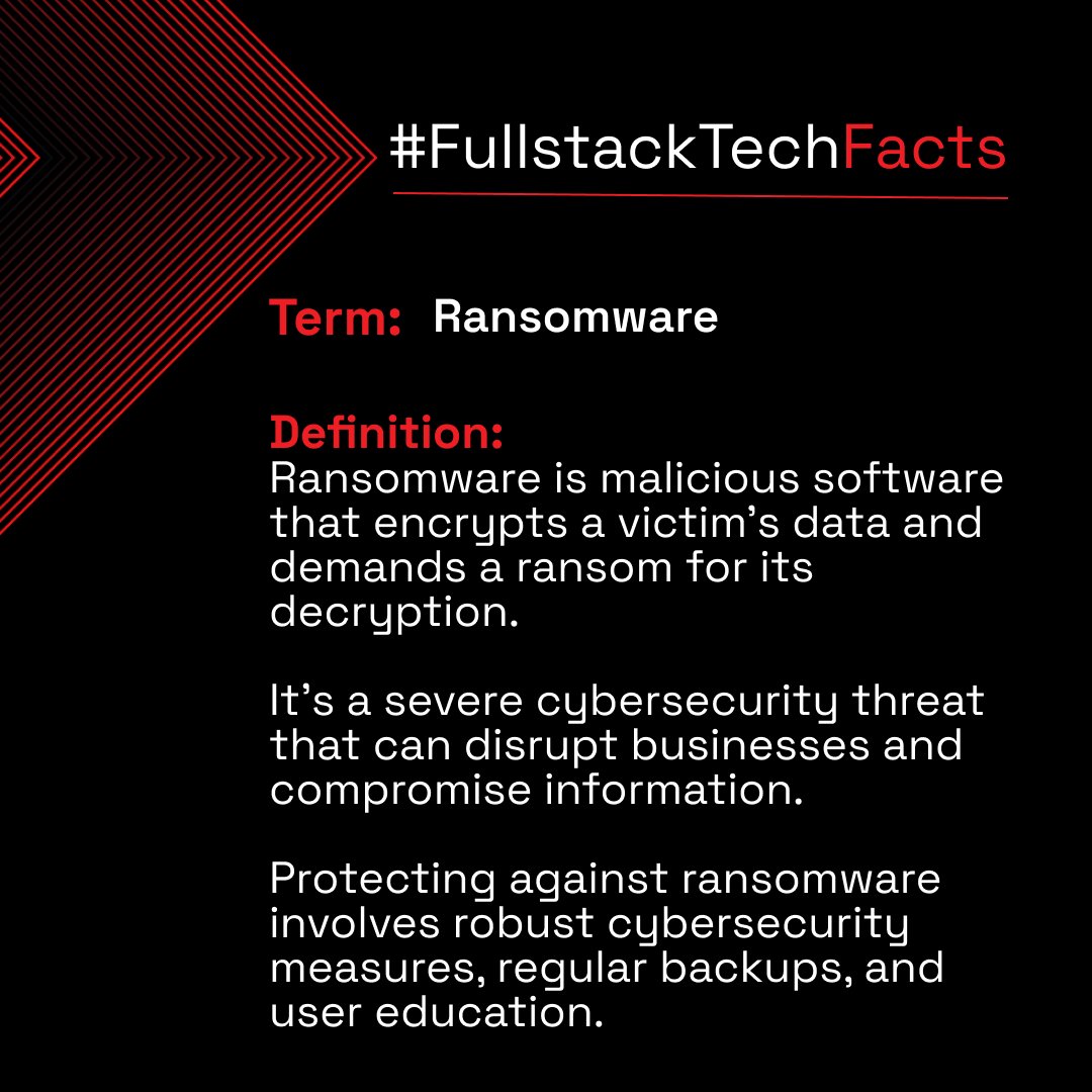 fullstack's tweet image. Cybercriminals use ransomware to hold data hostage. Ready to fight back? The Fullstack Academy Cybersecurity Bootcamp equips you with the skills to prevent and respond to digital threats. Learn more: flstk.io/cyb-fact-x
#FullstackTechFacts