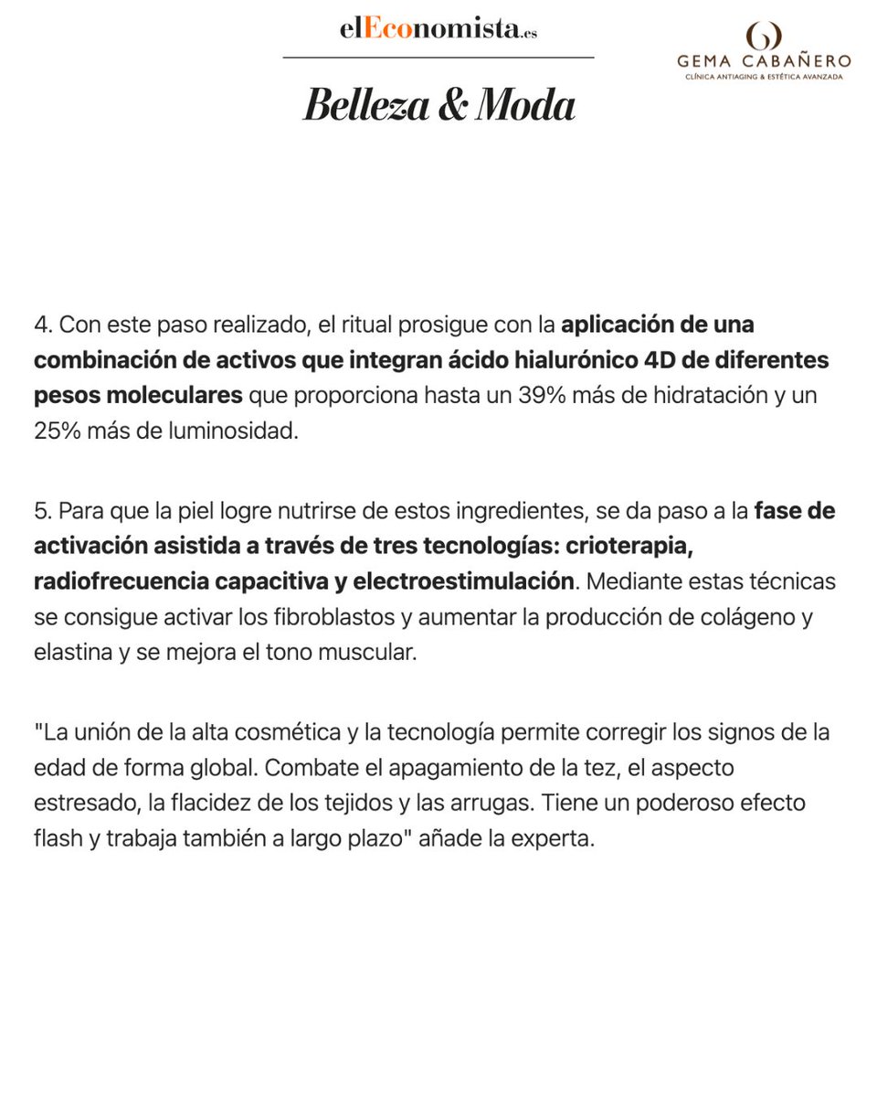 Tras el verano, la piel pide a gritos hidratación profunda y luminosidad. Y precisamente de esto habla El Economista en un reportaje en el que ha entrevistado a Gema Cabañero sobre nuestro protocolo exclusivo Summer Glow Hydration.