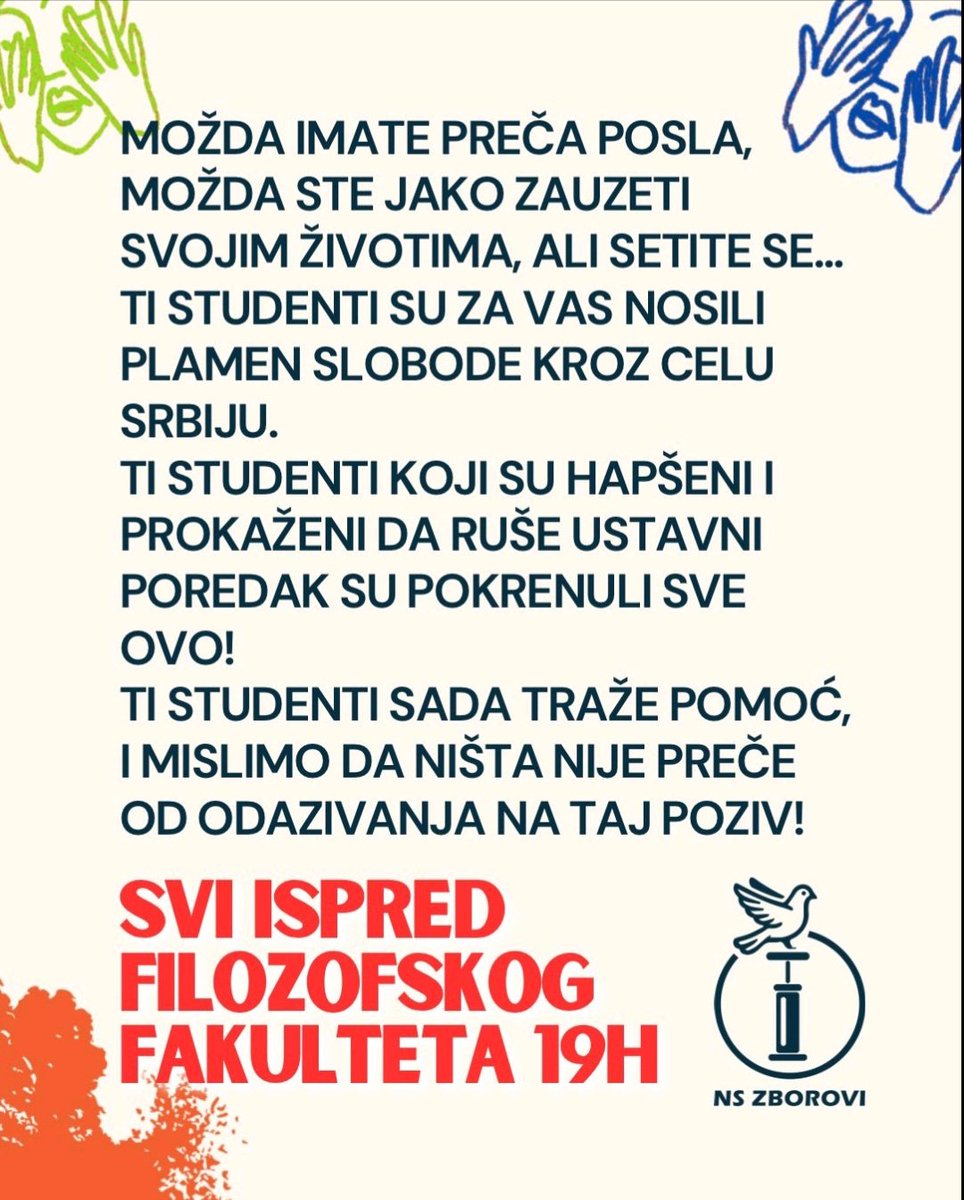 Studenti nas pozivaju‼️‼️‼️
Novosađani, komšije, verujem da znate gde treba biti danas u 19h👇
