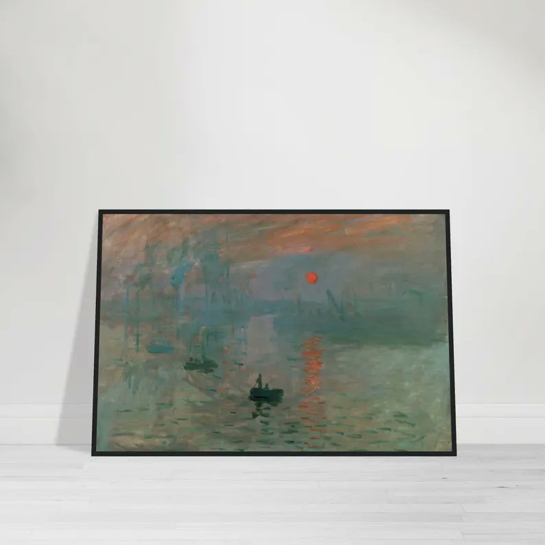 ArtPrinterCO's tweet photo. Claude Monet - Impression, Sunrise (1872) - Fine Art Print - Print, Framed Print, Canvas, Aluminium &amp; Acrylic Print https://t.co/Ox2YCXegay