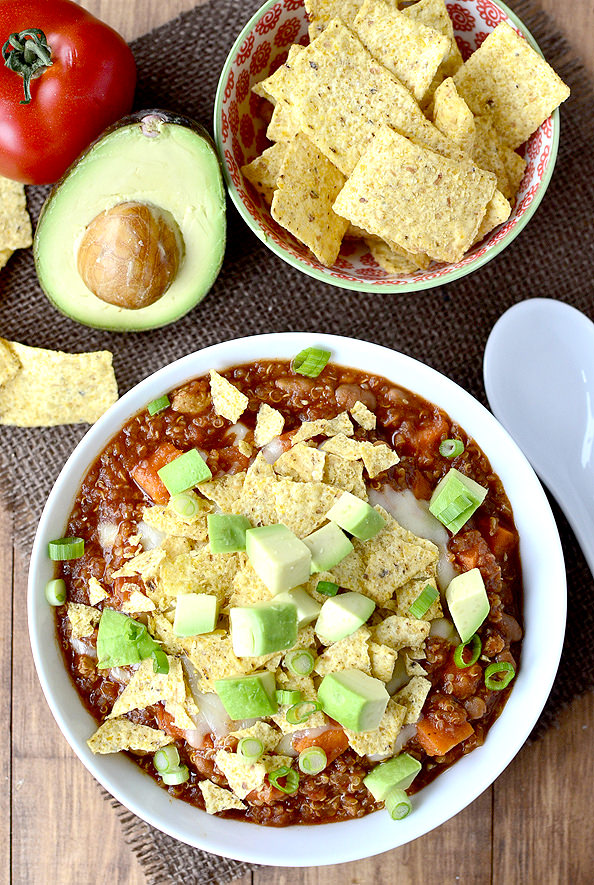 Crock Pot Sweet Potato and Quinoa Turkey Chili >> iowagirleats.com/crock-pot-swee…
