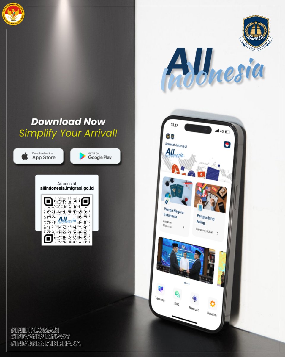 IndonesiaDhaka's tweet photo. International passenger can fill the digital declaration 3 days prior arrival to Indonesia. Download #ALLINDONESIA application in Google Play and AppStore, or simply access it via browser in your phone through https://t.co/3lMgYq3Sk3.

#DigitalDeclaration
#Immigration
#Customs https://t.co/7r9I6pZczt